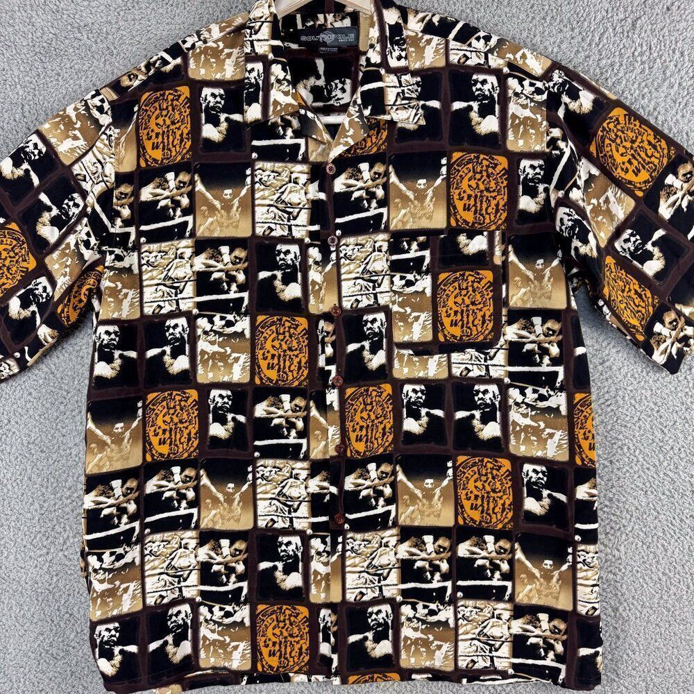 Vintage Southpole Boxer Shirt Mens XL Black‎ Brown Y2K 90s Hip Hop Streetwear